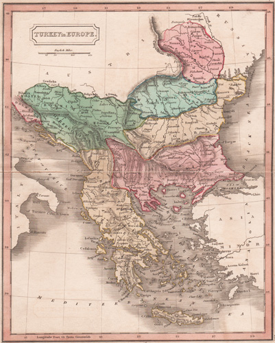 original antique map of Turkey and the region